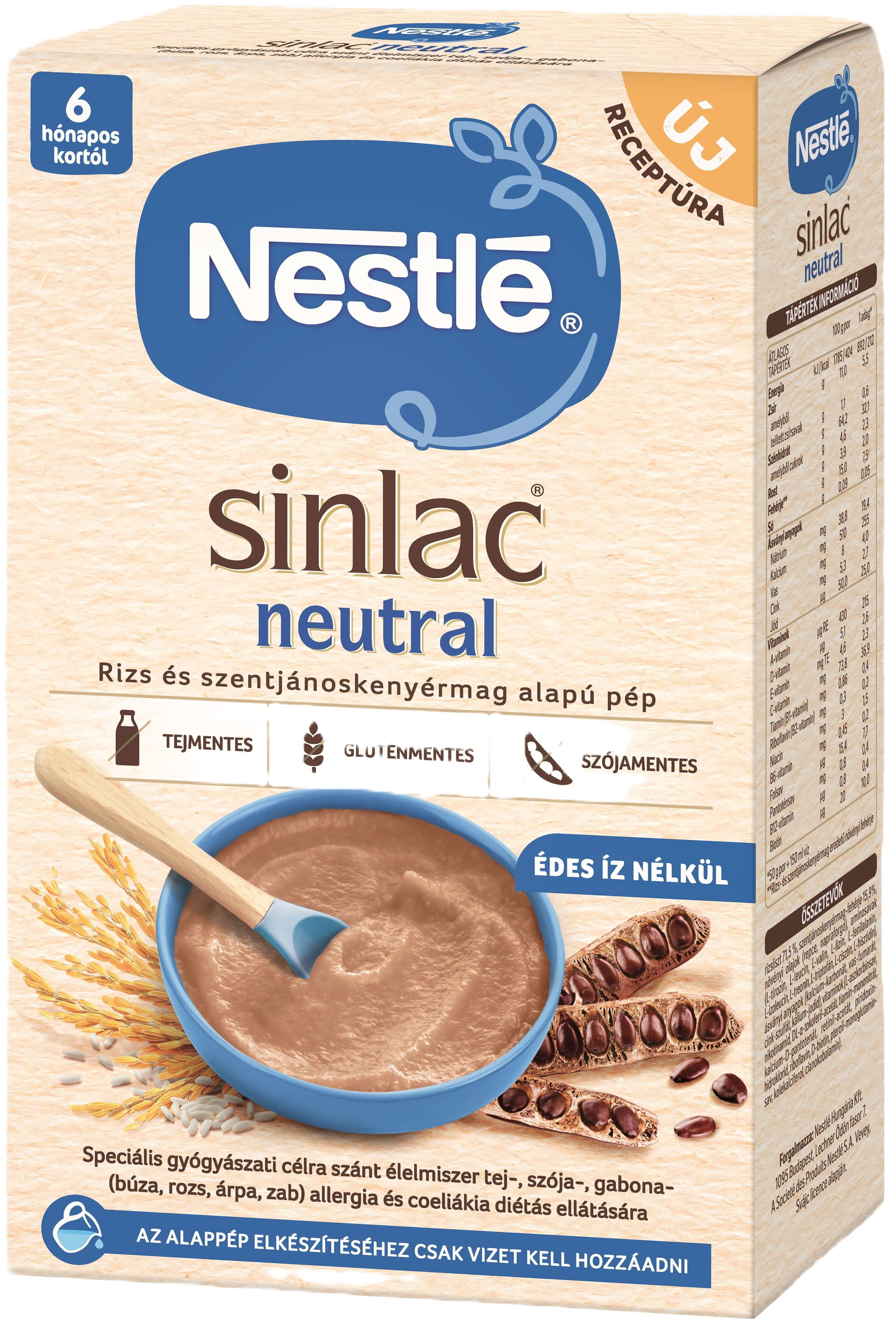 SINLAC NEUTRAL rizs és szentjánoskenyérmag alapú pép édes íz nélkül