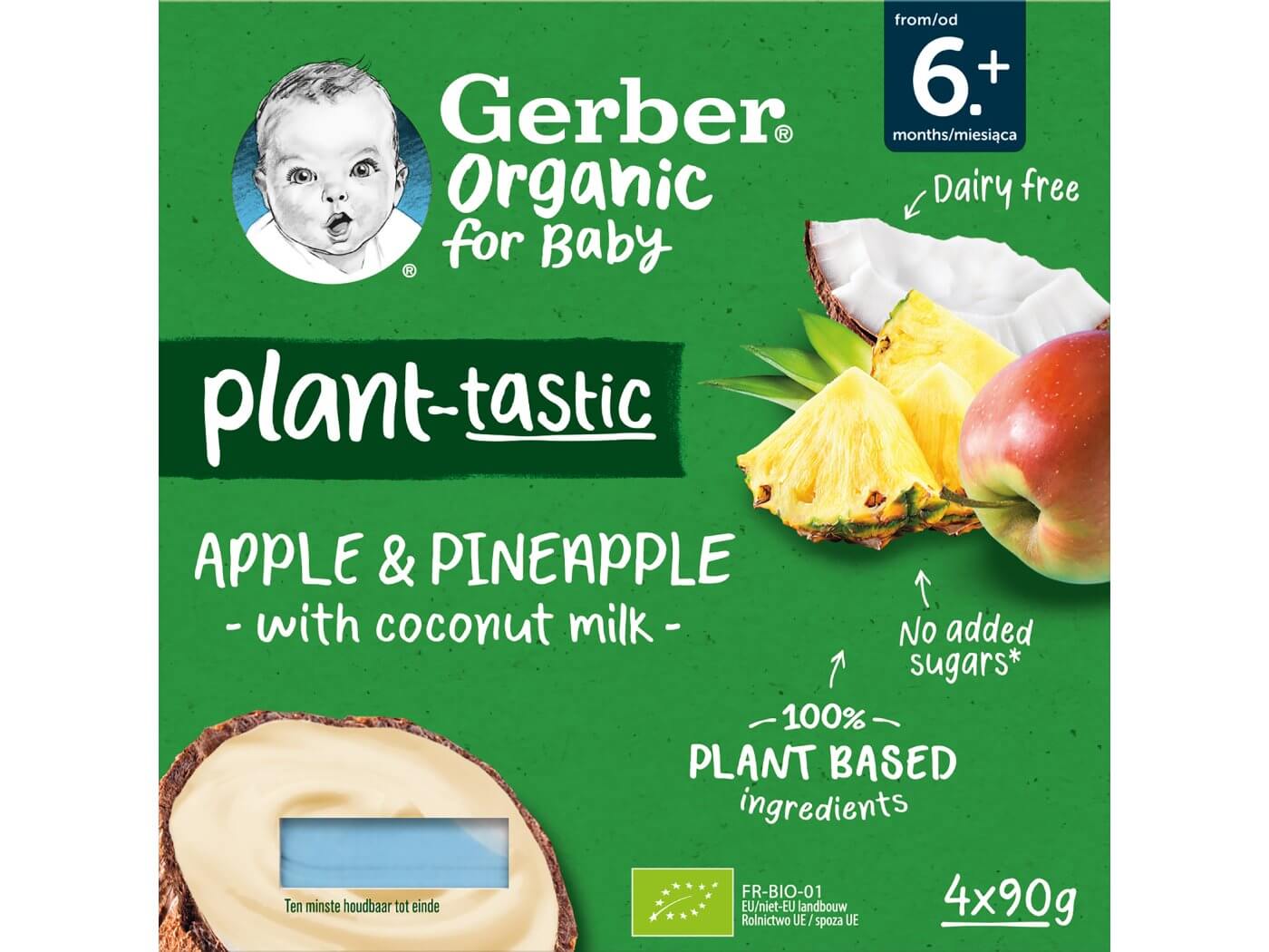 Gerber bio kókusztej alapú alma-ananász ízű babadesszert