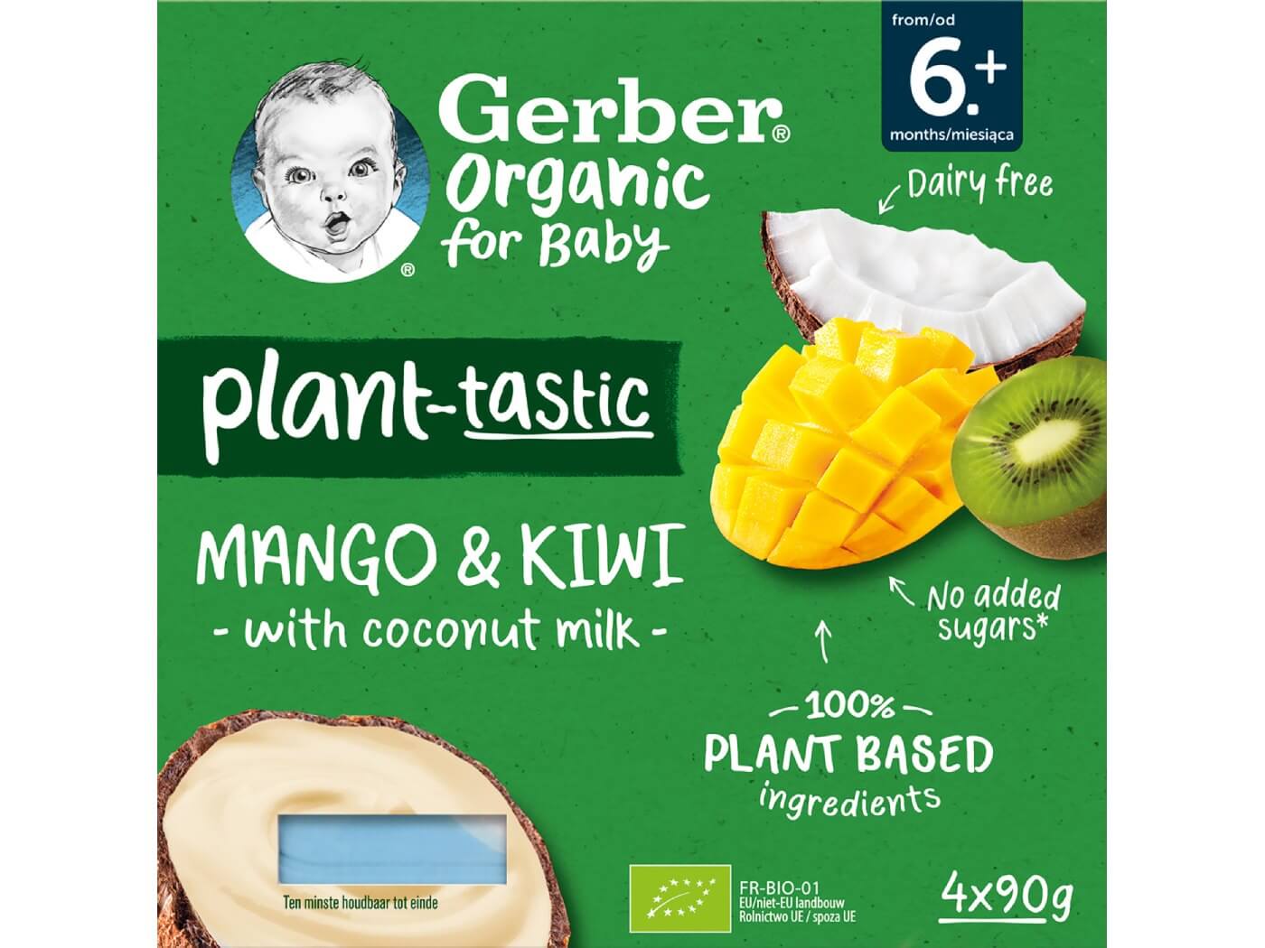 Gerber bio kókusztej alapú mangó-kiwi ízű babadesszert