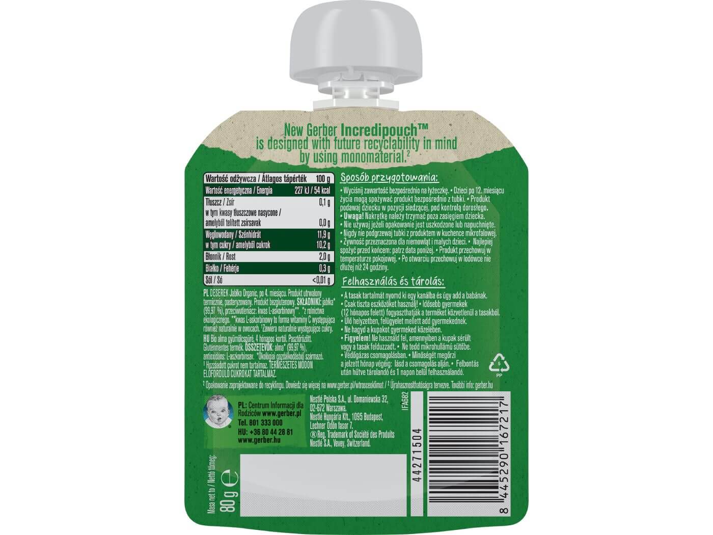 Gerber bio alma gyümölcspüré