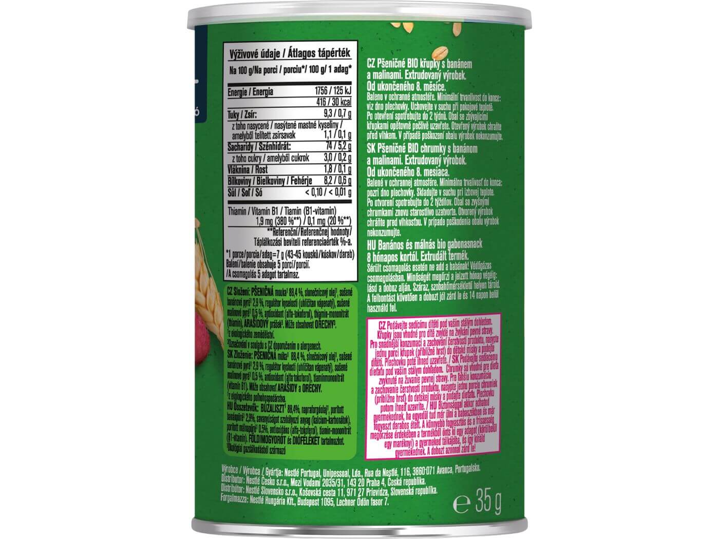 Gerber bio banános és málnás gabonasnack