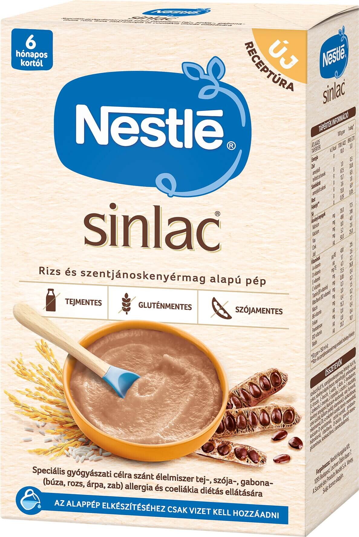 SINLAC rizs és szentjánoskenyérmag alapú pép