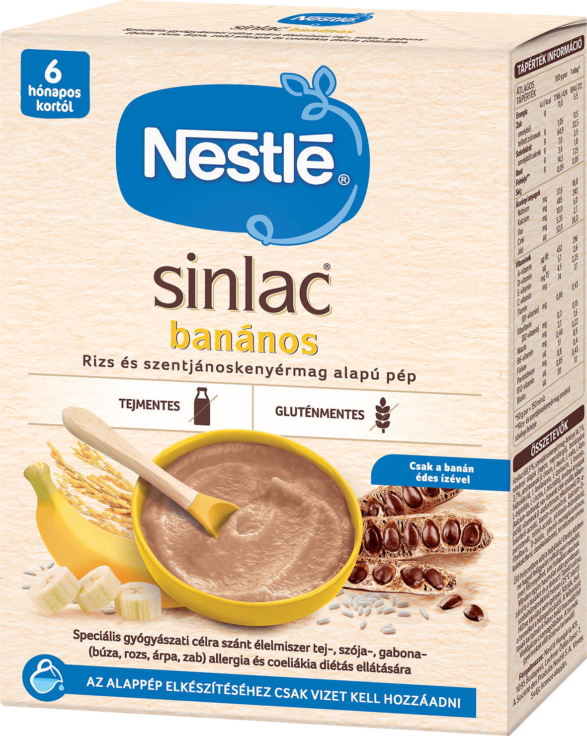 SINLAC Banános rizs és szentjányoskenyérmag alapú pép