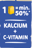 A termékben található kalcium és C-vitamin a napi bevitel 50%-át fedezi