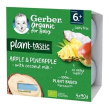 Gerber bio kókusztej alapú alma-ananász ízű babadesszert