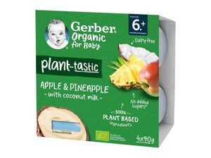 Gerber bio kókusztej alapú alma-ananász ízű babadesszert Gerber bio kókusztej alapú alma-ananász ízű babadesszert