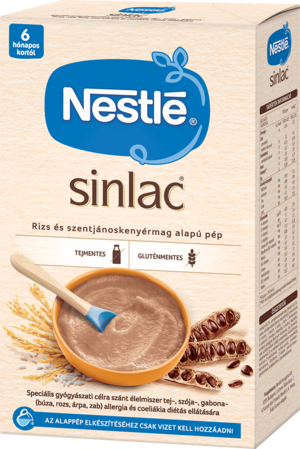 Nestlé Sinlac baby cereal box with spoon and bowl design.
