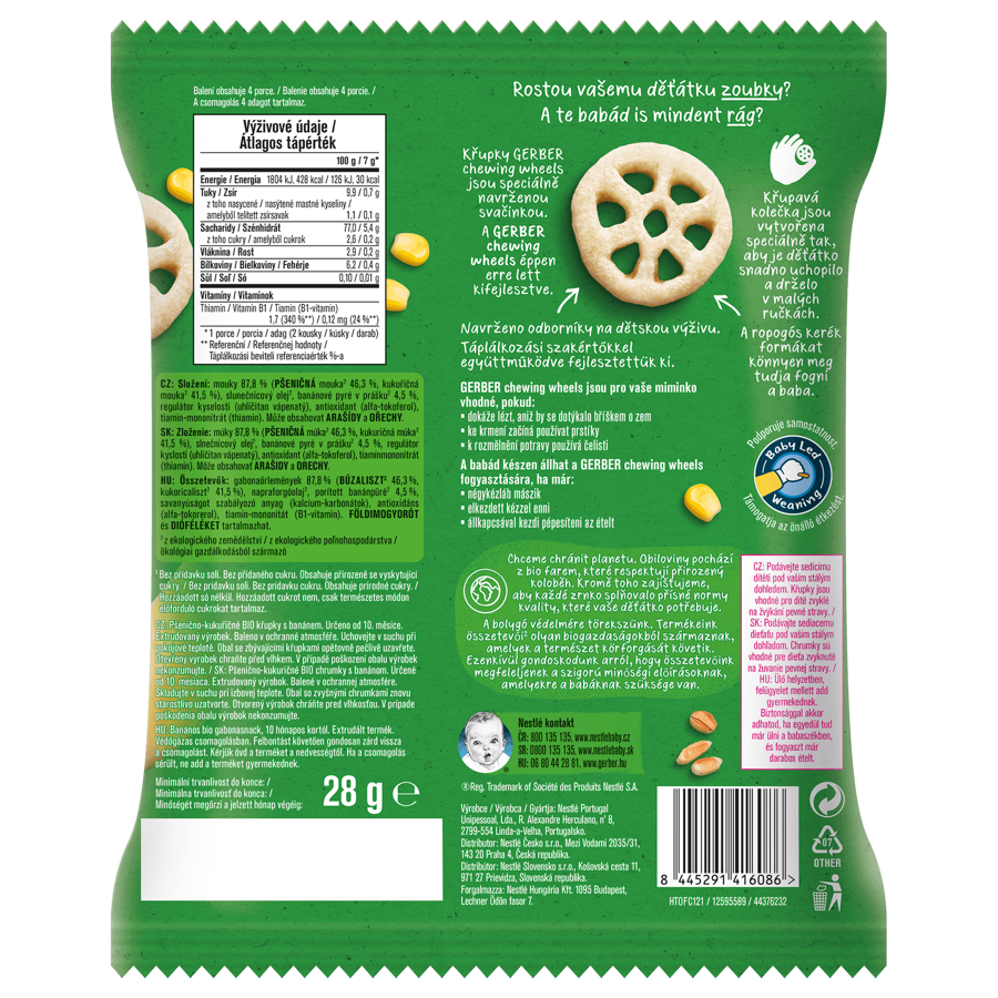Gerber Chewing Wheels bio banános gabonasnack Gerber Chewing Wheels bio banános gabonasnack