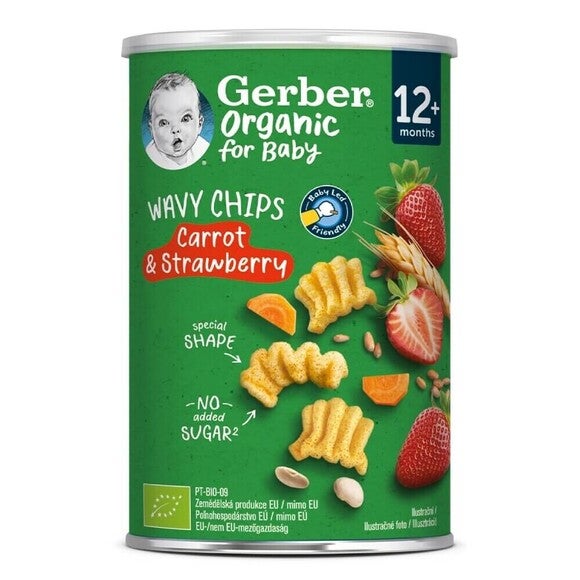 Gerber sárgarépás-epres bio gabonasnack 12 hónapos kortól