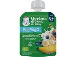 Gerber bio banán-áfonya gyümölcspüré fermentált tejkészítménnyel és gabonával Gerber bio banán-áfonya gyümölcspüré fermentált tejkészítménnyel és gabonával